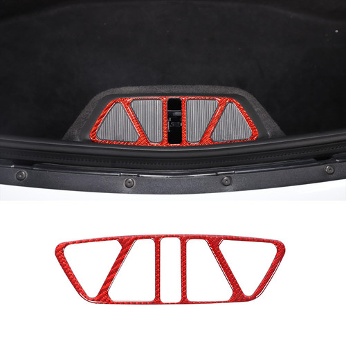 Corvette C8 Carbon Fiber Rear Trunk Door Lock Switch Trim Cover Compatible with Corvette C8 Stingray 2020-2024 Rear Boot Lock Cover Protector Cover Sticker Decals Accessories (Red)