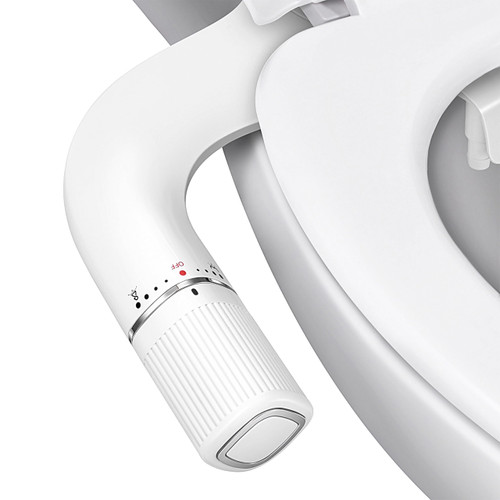 BIGCOW Ultra-Slim Bidet Attachment for Toilet - Dual Nozzle (Frontal & Rear Wash) with Adjustable Cold Water Pressure and Stainless Steel Inlet - Hygienic Solution for Fresh Cleanliness, Silver 1 Pcs