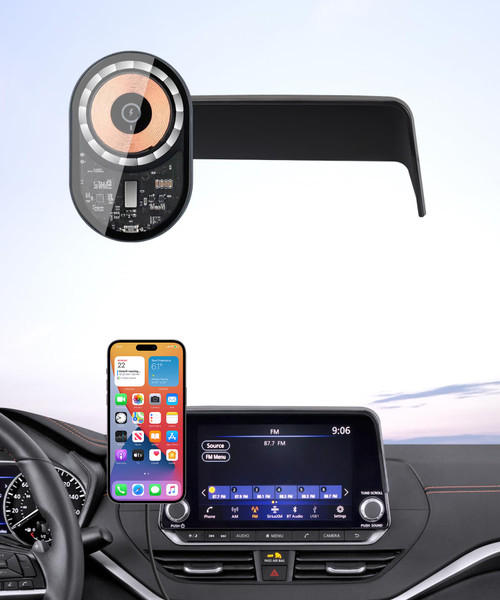 Masergogo Wireless charging car phone holder For Nissan Rogue 2021-2026 / Sentra 2020-2025 / Altima 2019-2025 Accessories 8 inch Screen Fixed Clip,360° Rotation car phone mount Compatible with MagSafe