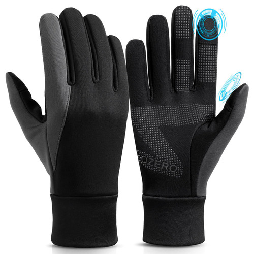 OZERO Mens Winter Touchscreen Gloves: Cold Weather Thin Warm Liner Glove - Thermal Windproof Gloves for Running Hiking Cycling Driving