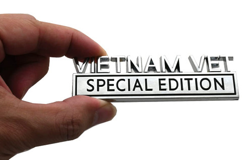 Vietnam Vet Special Edition Car Emblem, 3D Raised Metal Decal Exterior Truck Sticker Vietnam Veteran Badges for SUV, Truck, Laptop (Chrome/Black)