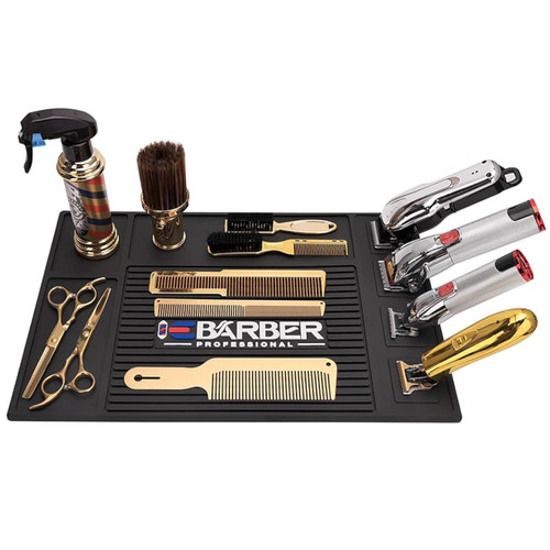 IEBARBER Magnetic Barber Mat for Station Barber Organizer Mat for Clipper Salon Station Tools with 4 Slots for Clippers Salon Barbershop Work Station Pads Anti Slip(4 Slots)