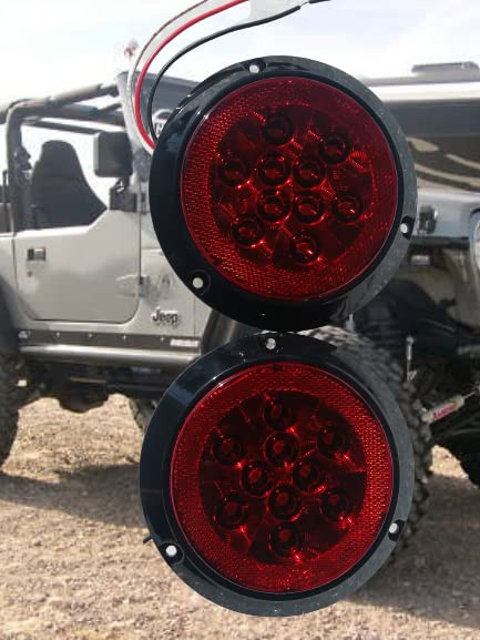GCD (2)- 4" TJ YJ CJ MJ Wrangler RUBICON RED LED SURFACE MOUNT TAIL LIGHTS NO CUTTING EZ INSTALL