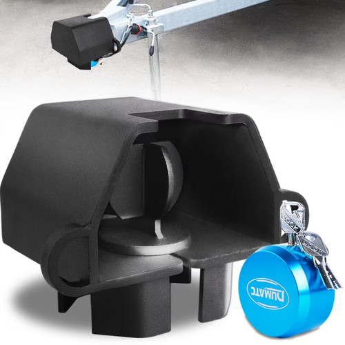 Dumatc Upgrade 2.0 Trailer Coupler Lock, Universal Trailer Tongue Hitch Lock for 2 & 2-5/16 Couplers, Anti-Theif Design, 1/4" Ultra Thick Steel, Heavy Duty Trailer Locks for Boat, RV, Camper, Truck