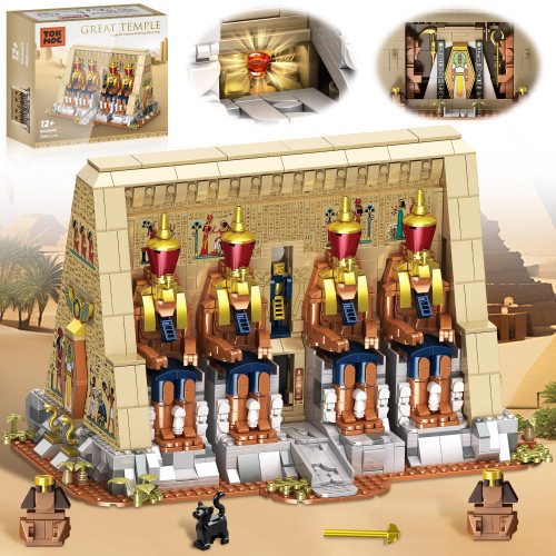 Ancient Egyptian Temple Architecture Building Blocks Set for Adult, Educational Building Set Toy for History Enthusiasts, Includes Statues and Hieroglyphics, Ideal Gift for Collectors and Kid Aged 12+