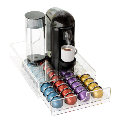 BXINREDA Acrylic Coffee Pod Organizer for Nespresso Vertuo Pod Holder 40 Pods Clear Vertuo Pod Storage Drawer (1 Tier) BXINREDA Acrylic Coffee Pod Organizer for Nespresso Vertuo Pod Holder 40 Pods Clear Vertuo Pod Storage Drawer (1 Tier)