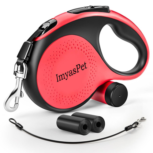 Upgraded Retractable Dog Leash with Chew Proof Extender, Pet Walking Leashes with Poop Bag Holder, 16Ft Heavy Duty Retractable Pet Leash for Medium Large Dogs up to 110lbs, Anti-Slip Grip