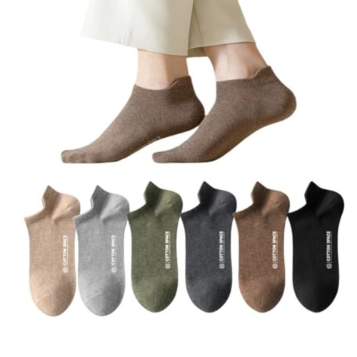 pzq Men's 100% Cotton Low Cut Socks 6 Packs Moisture Wicking Socks Size for All Seasons 6-10/11-15 large