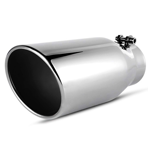 AUTOSAVER88 3.5 Inch Inlet Black Exhaust Tip, 3.5" Inlet 5" Outlet 12" Overall Length Stainless Steel Exhaust Tips Chrome-Plated Finish Tailpipe