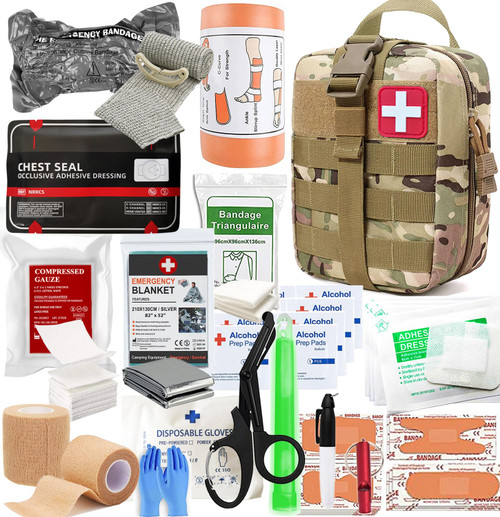 VVIITOP IFAK Kit Trauma Kit Military Medical First Aid Kits Bleeding Contral Emergency Survival Bug Out Bag for Camping Gear Supplies Hiking (Camouflage)