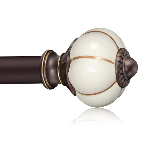 Ceramic Curtain Rods for Windows 66 to 120 Inch,1 Inch Adjustable Telescoping Drapery Rod Heavy Duty Window Treatment Single Curtain Rod Set for Bedroom,ORB Beige