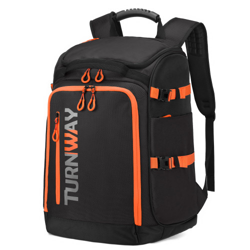TurnWay Ski/Snowboard Boot Bag/Skating Bag | Excellent for Store and Transport Gear, Jacket, Helmet, Goggles, Gloves & Accessories (Black-Orange)