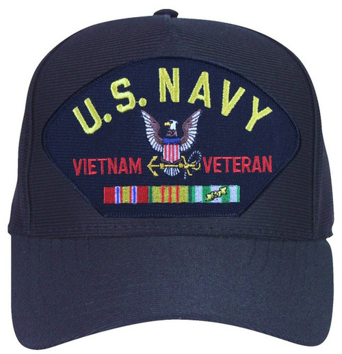 U.S. Navy Vietnam Veteran Cap with Logo and Ribbons Ball Cap. Made in USA U.S. Navy Vietnam Veteran Cap with Logo and Ribbons Ball Cap. Made in USA