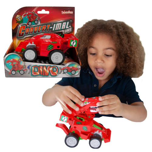 Deluxebase Convertimal Cars - Dinosaur from Dinosaur Transformer Car Toy. 2-in-1 Car Toy to Dinosaur Toy for Children. Great Gifts for Kids and Kids Party Favors.