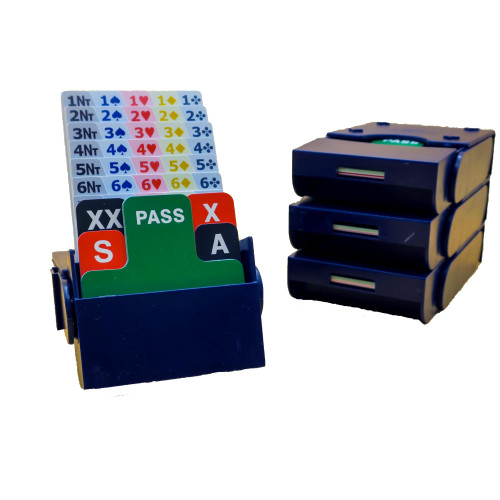 Baron Barclay - Super Bridge Boxes - Set of 4 Bidding Devices with Plastic Bidding Cards (Navy Blue)