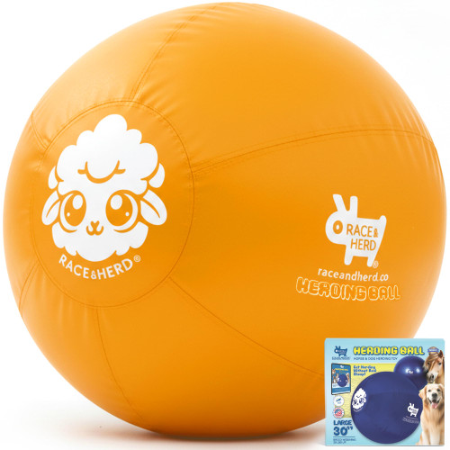 Race&Herd 30" Original XXL Herding Ball for Dogs - Herding Toys, Giant Dog Ball for Australian Shepherds, Border Collies - Durable Dog Outdoor Training Toy for Large Breeds & Horses (Yellow)