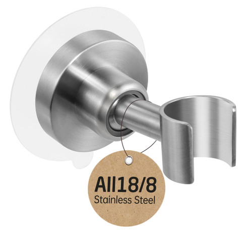 KES Shower Head Holder Wall Mount, 18/8 Stainless Steel Adjustable Handheld Shower Head Holder (21mm-23mm) No Drill Adhesive Metal Shower Head Holders Brushed Finish, C207DF-BS