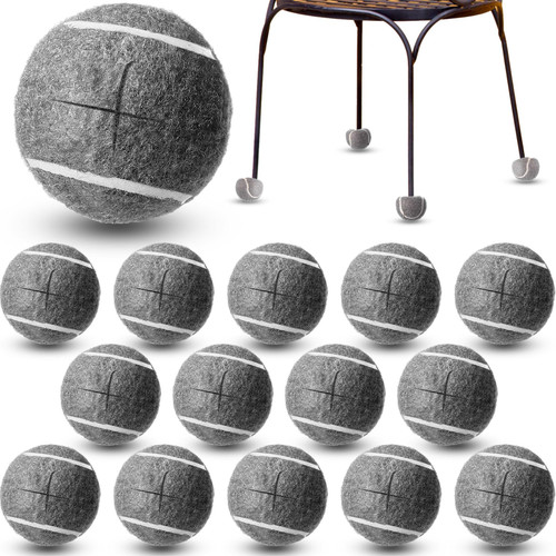 Macarrie 16 Pieces Precut Tennis Balls for Chairs Tennis Ball Chairs Foot Covers for Furniture Leg for Classroom Floor Protection Chair Desk Legs Coverings(Gray,5 cm)