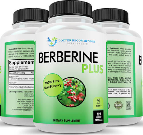 DOCTOR RECOMMENDED SUPPLEMENTS Berberine Plus 1200mg Per Serving - 120 Veggie Capsules with Royal Jelly DOCTOR RECOMMENDED SUPPLEMENTS Berberine Plus 1200mg Per Serving - 120 Veggie Capsules with Royal Jelly