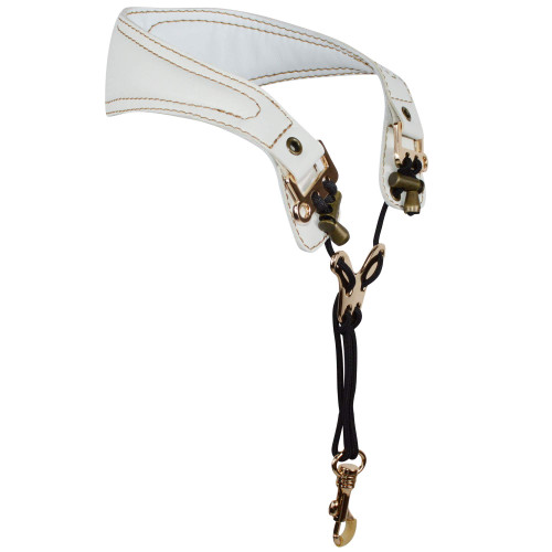 adorence Leather Saxophone Neck Strap - (Ergonomic, Breathable, Metal Swivel Snap Hook) Sax Neck Strap for Alto Tenor -White