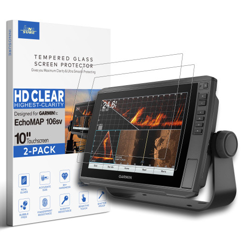 INNOSURE [2-PACK] Tempered Glass Screen Protector for Garmin EchoMAP Ultra 102SV 105SV 106SV, Ultra 2 102SV 105SV 106SV 10 Inch Fishfinder Touchscreen Accessories (HD Clear)