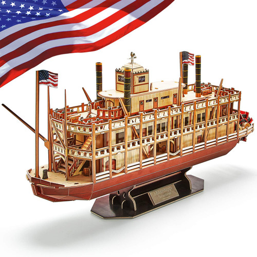 CubicFun 3D Puzzle Mississippi Steamboat Model Kit Gift for Kids and Adults, 142 Pieces