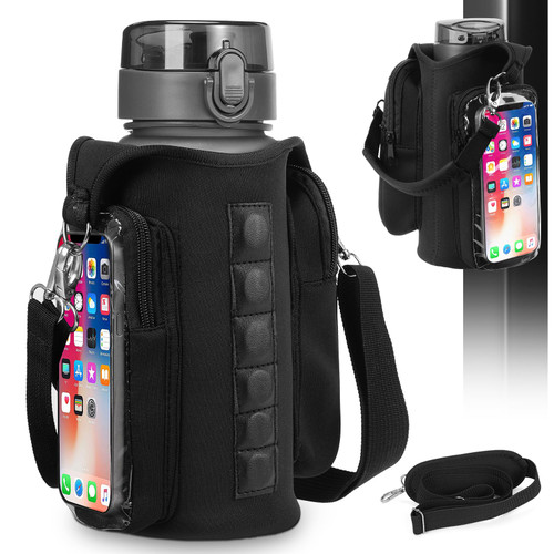 Tawd Magnetic Gym Bag for Men Women, Magnetic Gym Water Bottle Bag with Adjustable Strap & Phone Pocket, Water Bottle Holder for Travel, Work,Sports