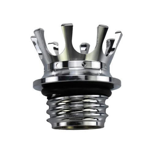 HCmotorku Motorcycle King Crown Gas Cap Fuel Tank Cover Right-hand Thread Aluminum Oil Cap Fit for Harley Sportster XL 883 1200 Dyna Softail Touring Road King (Chrome)