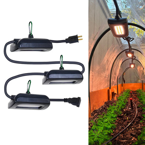 Owleye 12FT Outdoor Grow Lights LED String Plant Light, IP65 Waterproof, Full Spectrum, 120V, ETL Listed, 33.89 umol/s, Linkable Grow Light for Greenhouse & Outdoor Garden & Raised Bed (3-Bulbs)