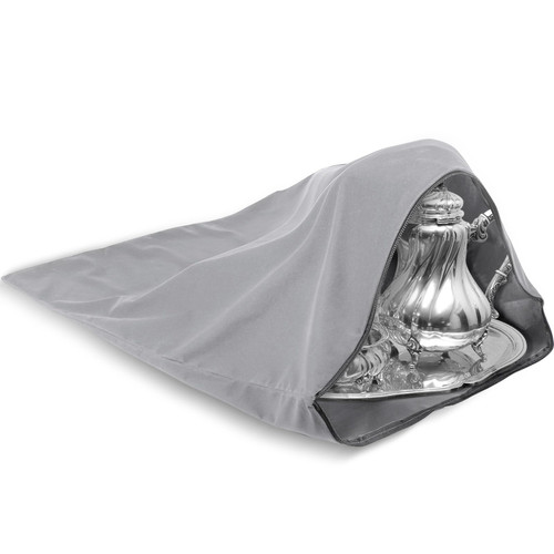 LEIFIDE Silver Storage Bags Oversized 24 x 30 Zipper Anti Tarnish Cloth Bag for Silver Storage, Tray, Jewelry, Flatware, Vase, Polishing Cloth for Tarnish Cleaning(Light Gray)
