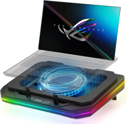 Cooling Pad for Asus ROG Zephyrus G16 G14 G15 M16 M15 S S17 Zephyrus Duo 16 15 ROG Flow X16 Gaming Laptop,with Powerful Turbo Cooling Fan Can Fast Cooling CPU+GPU 40°C, 6 RGB Light Mode,Touch Start