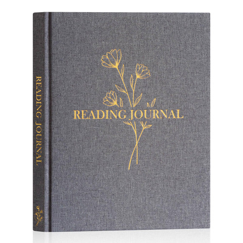 Lanpn Reading Journal Book Journal for Book Lovers Readers - Linen Hardcover Reading Log Book with 52 Book Reviews - Book Tracker Journal Reading Notebook Bookish Gifts, 9.3"x7.7", 158 Pages (Grey)