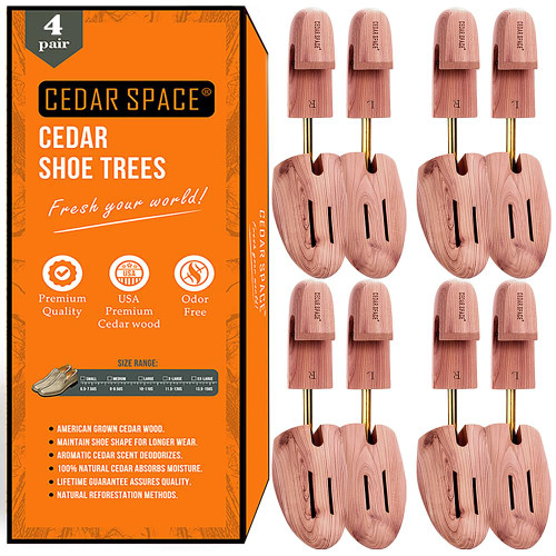 Cedar Space Wooden Shoe Stretcher Tree, 6.5-14 Sizes Cedar Wood Shoe Trees,2/4PC Shoe Stretcher for Men, Sneakers,Boots