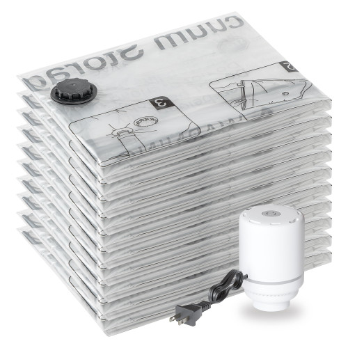 SUOCO 10 Jumbo XXL Vacuum Storage Bags with Electric Pump, Space Saver Bags, Compression Airtight Sealer Bags for Travel, Clothes, Pillows, Comforters, Blankets