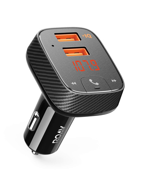 ROAV SmartCharge F2 Bluetooth FM Transmitter, Wireless Audio Adapter and Receiver, Car Charger with Bluetooth, Car Locator, App Support, 2 USB Ports, PowerIQ