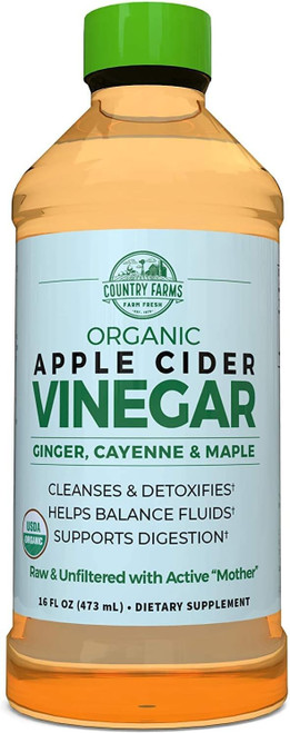 Country Farms Organic Apple Cider Vinegar With Ginger, Cayenne & Maple 16 oz (Pack of 5)