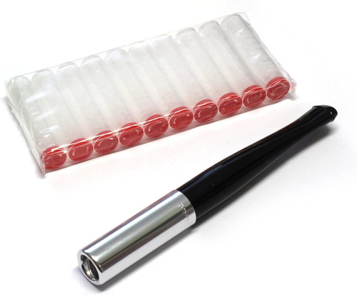 Denicotea Lucille Series Cigarette Holder w/Hands-Free Ejector + 10 Free Filters - Black & Silver - Add Style & Sophistication - Avoid Stained Fingers & Lips - Butt Ejector - 20253