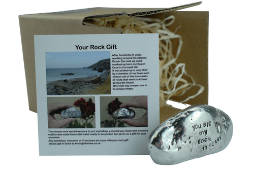 Pirantin 13th Anniversary You are My Rock Gift Idea - Solid Metal Heavy Polished Rock Gift for 13 Year Anniversary