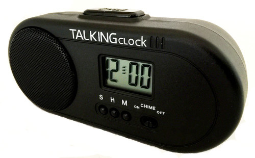 TALKING HUMAN VOICE ENGLISH SPEAKING BATTERY POWERED TRAVEL ALARM CLOCK. VERY LOUD, Very large 2.5" speaker. Hourly chime. Snooze Alarm. Three alarm sounds. Great for HEAVY SLEEPERS TALKING HUMAN VOICE ENGLISH SPEAKING BATTERY POWERED TRAVEL ALARM CLOCK. VERY LOUD, Very large 2.5" speaker. Hourly chime. Snooze Alarm. Three alarm sounds. Great for HEAVY SLEEPERS