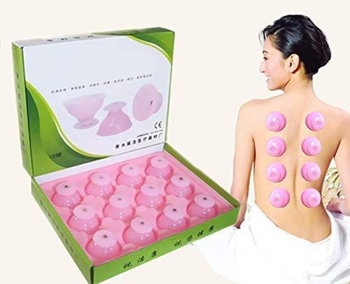 Healthcom 12 Pcs Pink Silicone Cupping Cups Set Professional Vacuum Massage Suction Therapy Set Body Cupping Suction Cups Massage Cup Chinese Hygroscopic Cups for Pain Relief Muscle Relaxation