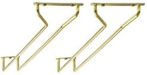 Great Credentials Set of 2-10-Inch Long Wine Glass Hanging Rack, Wire Stemware Hanger, Under Cabinet, Brass Finish
