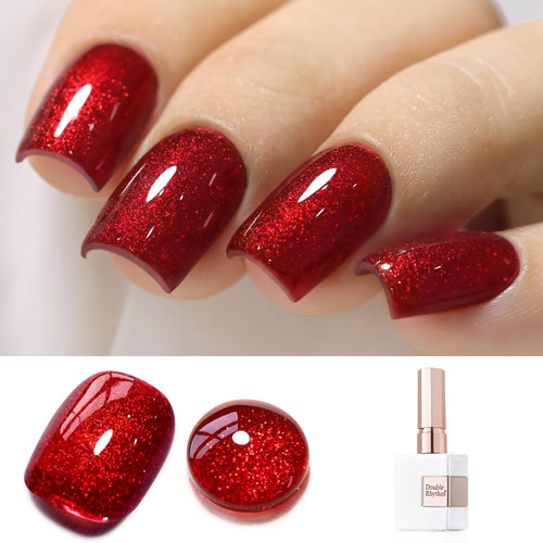 Double Rhythm 15ML Glitter Gel Polish Shimmer Reflective Holographic Color Magnetic for Nail Art Salon DIY at Home (Dark Red-B1155) Double Rhythm 15ML Glitter Gel Polish Shimmer Reflective Holographic Color Magnetic for Nail Art Salon DIY at Home (Dark Red-B1155)