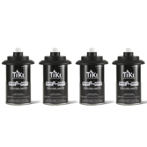TIKI Torch Replacement Canister Set of 4 – Refillable Metal Torch Fuel Canisters with Easy Pour System, 12 oz – Weather-Resistant Outdoor Lighting Accessories for Patio, Garden & Deck