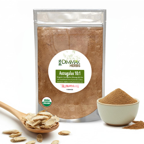 Dimmak Herbs Organic Astragalus Root Extract 10:1 Powder (Ultra Potent Immune Tonic)- TCM Doctor Sourced Huang Qi for Vitality, Telomere Support & Jing- No Cooking Needed, Instant Tea (4oz)