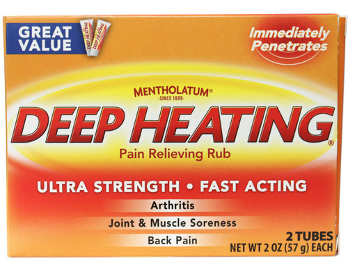 Mentholatum Deep Heating Pain Relieving Rub, 2 Tubes x 2oz. Each (Pack of 4)