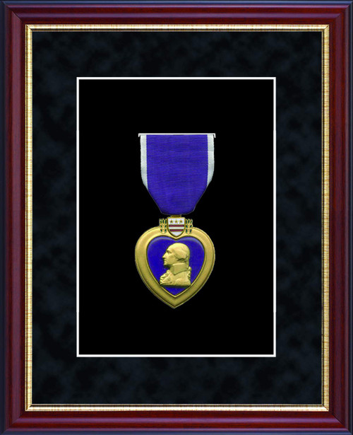 Church Hill Classics - CHC Amazon 3" W X 5" H Medal Frame - Purple Heart Medal Frame - Cherry Moulding with Black Suede Matting