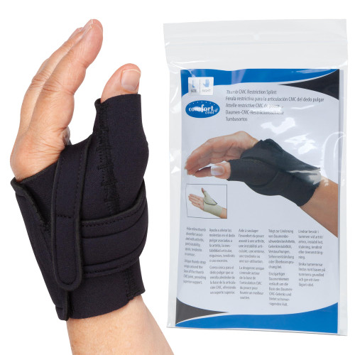 Comfort Cool Thumb CMC Restriction Splint, Right Hand, Large, Lightweight Thumb Brace for Joint Instability, Breathable Neoprene Wrap, Allows Finger Movement, Latex-Free
