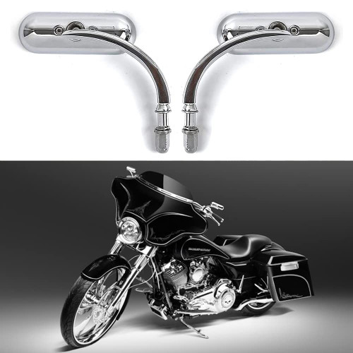goodfitment - Chrome Oval Shape Motorcycle Mirrors,Upgrade Rearview Motorcycle Mirrors Compatible with Harley Road King Softail Street Glide Electra Dyna And More