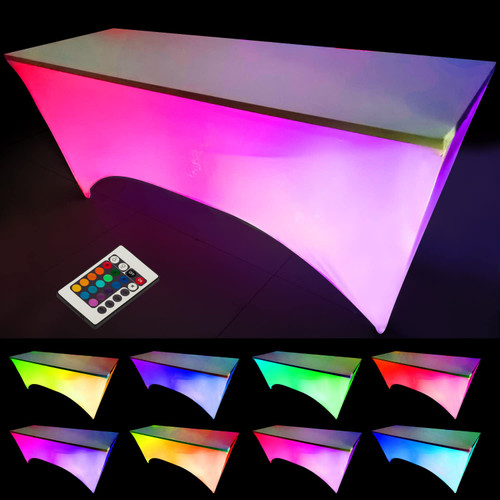 noveltymeme Glow 6FT Fitted Tablecloth White Table Cover Folding Table Cloth Rectangle Spandex Tablecloth 6ft for Event, Wedding, Banquet & Parties