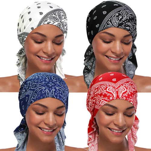 ASHILISIA 4 Pieces Women Chemo Hat Turban Beanie, Pre-Tied Headwraps Headwear Bandana for Hair Loss ASHILISIA 4 Pieces Women Chemo Hat Turban Beanie, Pre-Tied Headwraps Headwear Bandana for Hair Loss